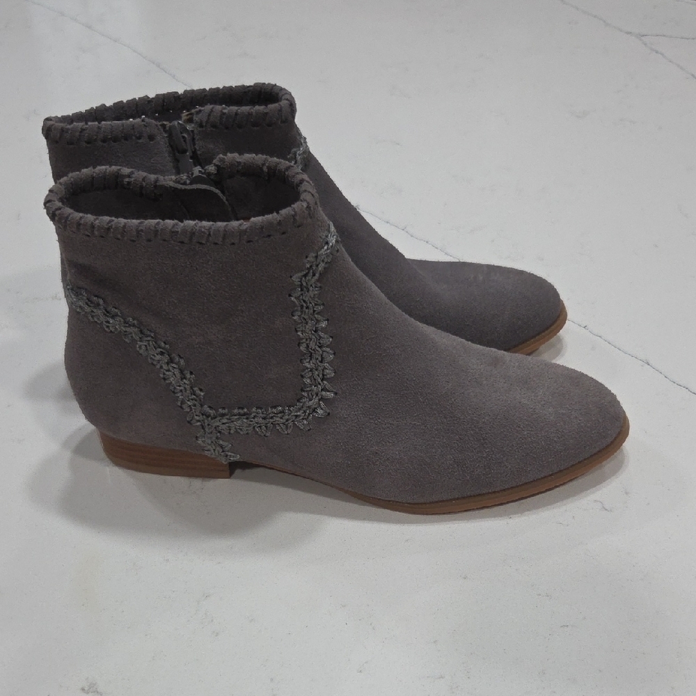 Jack Rogers Charcoal Suede Ankle Booties Sz6m Leather Upper New Without Tag